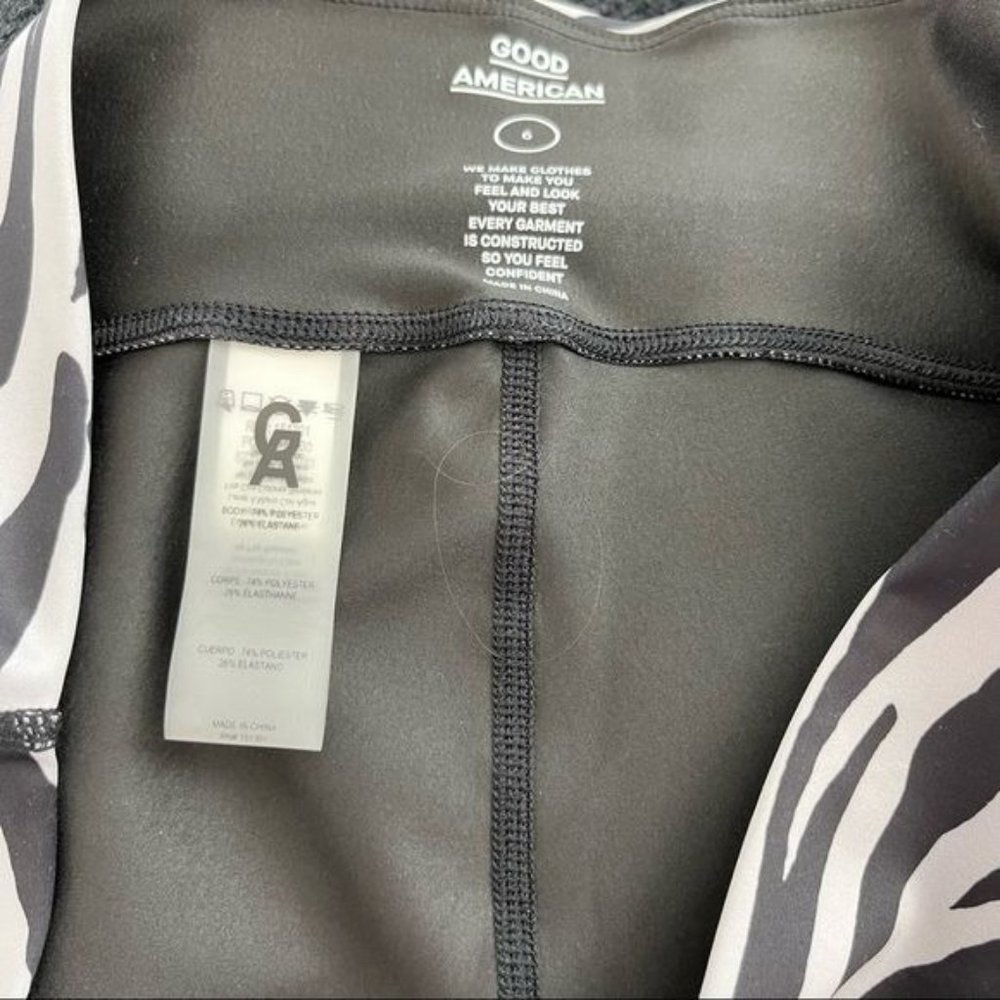 Good American Zebra Stripe Animal Print Tuxedo Tiger Leggings Sz 6 3XL XXXL - Picture 8 of 9